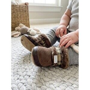 Robeez Baby 0-6 Months Brown Suede Faux Fur Boots